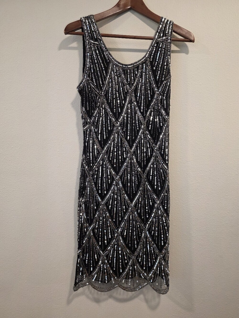 Pisarro Nights Beaded Sequin Sleeveless Flapper Dress -NWOT